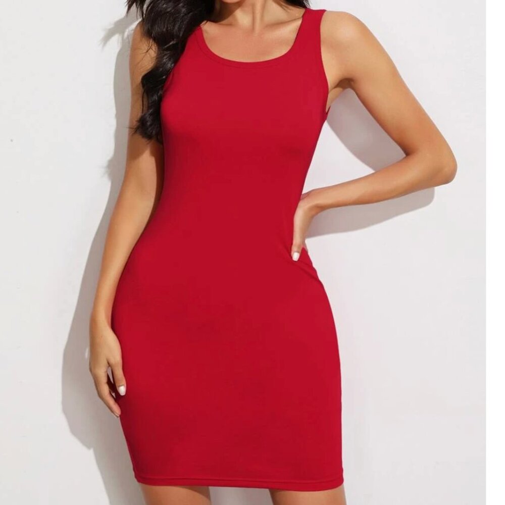 SHEIN BASICS Form Fitted Solid Dress